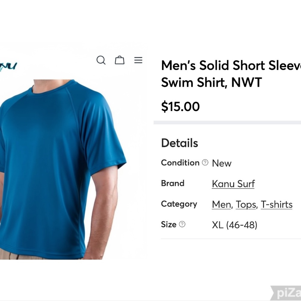 Kanu Surf Men's Royal Blue Rash Guard, NWT